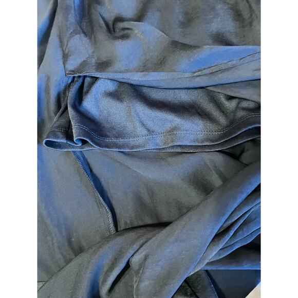 Talulah Boho Silky Black Palazzo Tie Front High Slit Wide Leg Pull On Pants Lg - Picture 11 of 12